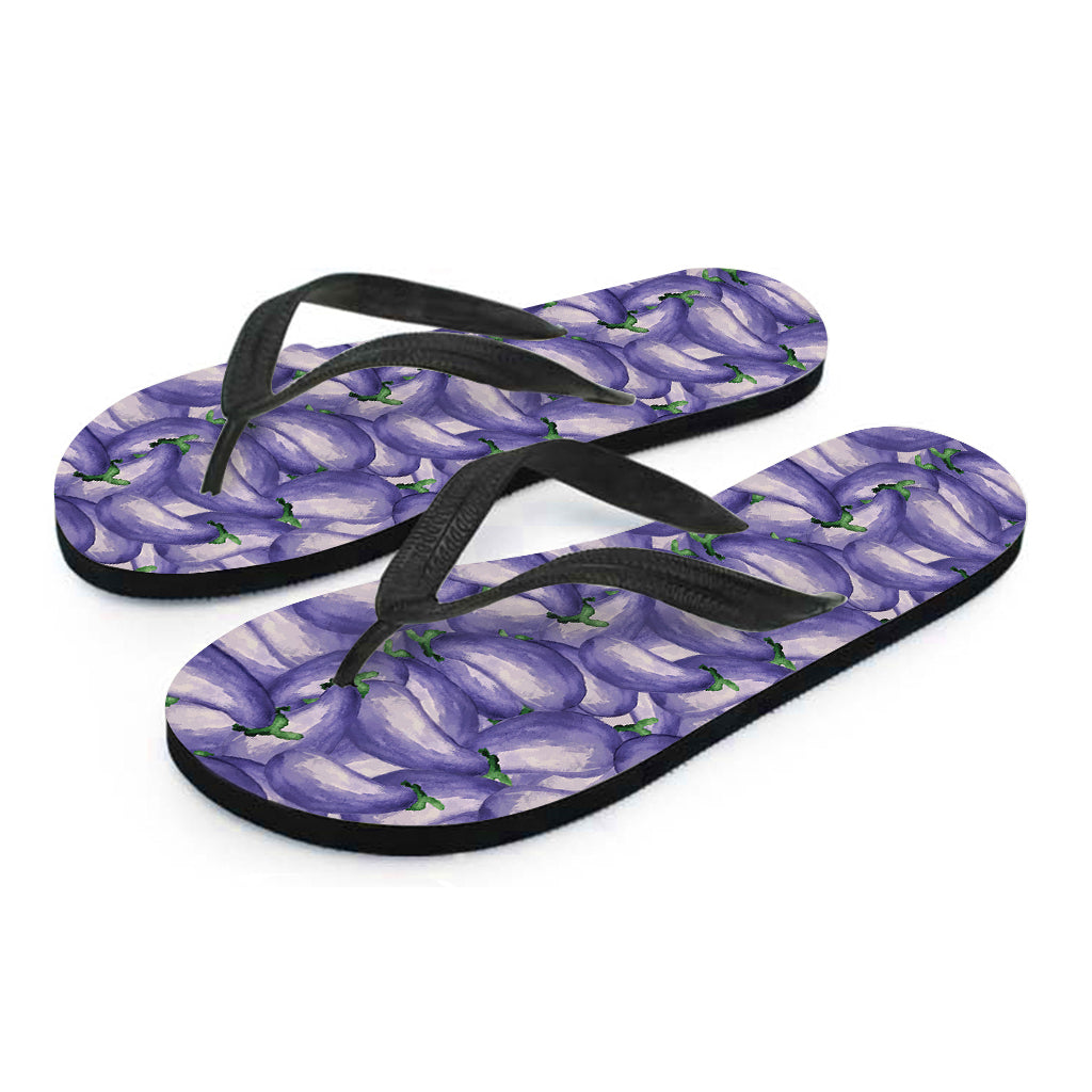 Watercolor Eggplant Print Flip Flops