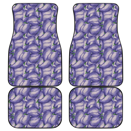 Watercolor Eggplant Print Front and Back Car Floor Mats