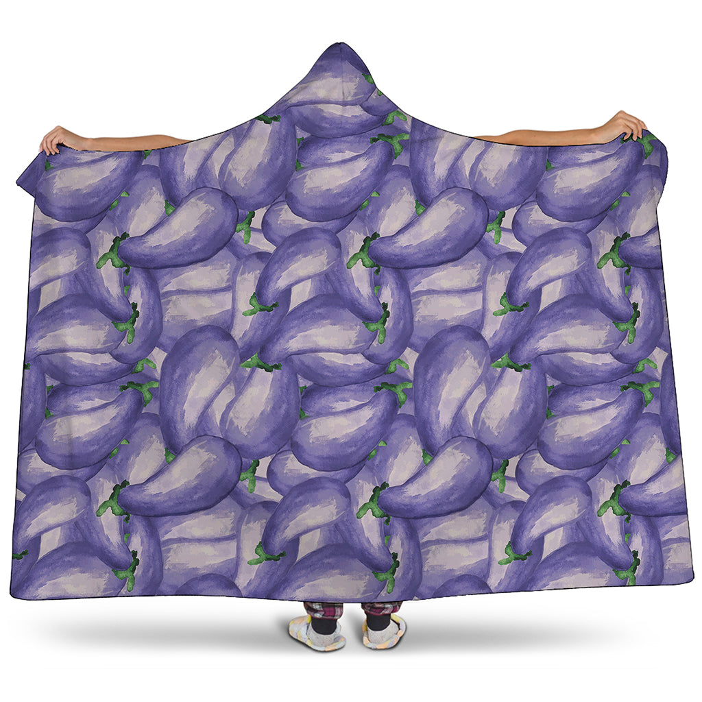 Watercolor Eggplant Print Hooded Blanket