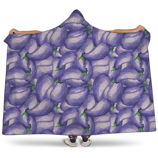Watercolor Eggplant Print Hooded Blanket