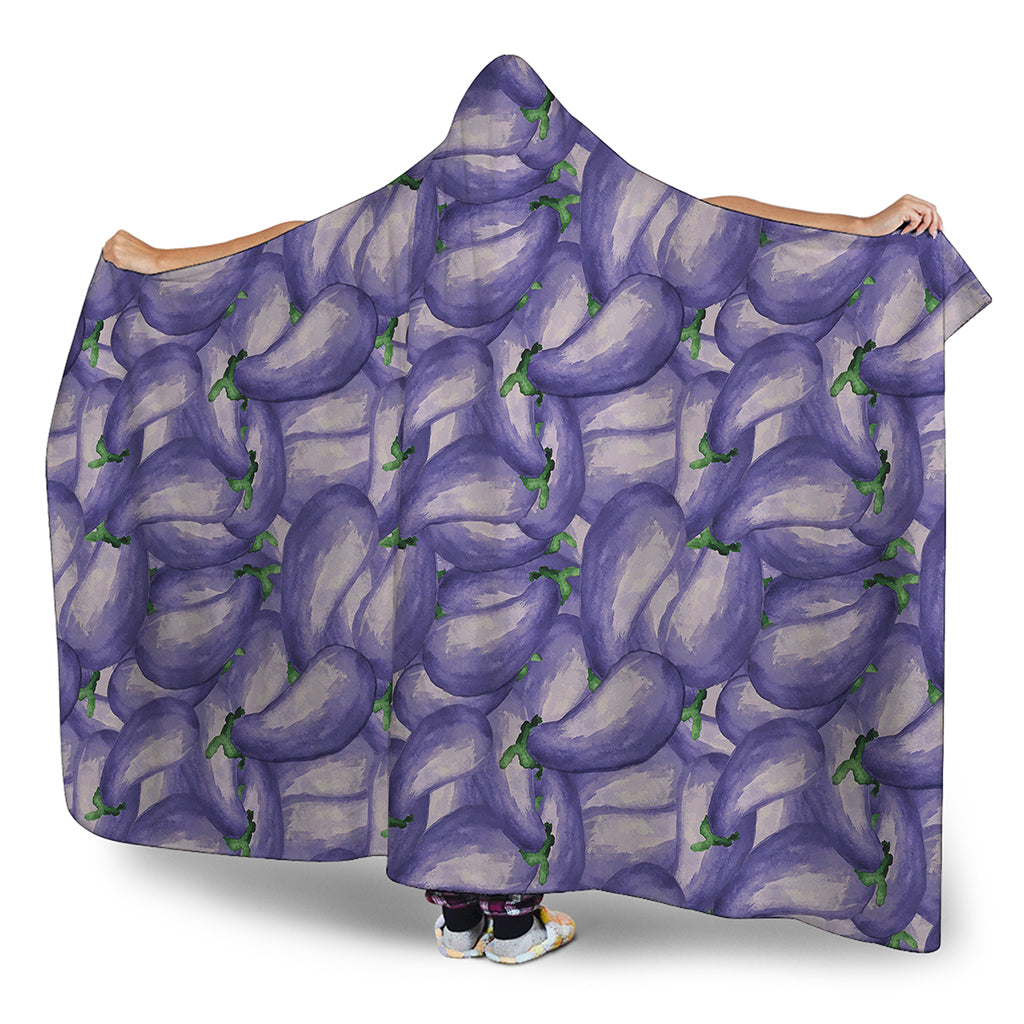 Watercolor Eggplant Print Hooded Blanket