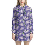 Watercolor Eggplant Print Hoodie Dress