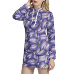 Watercolor Eggplant Print Hoodie Dress