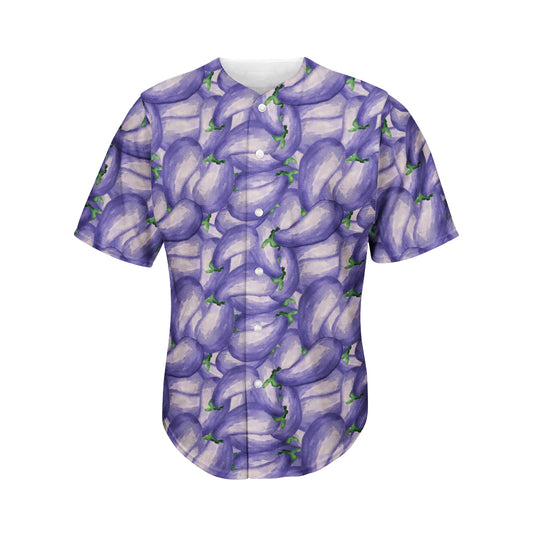 Watercolor Eggplant Print Men's Baseball Jersey