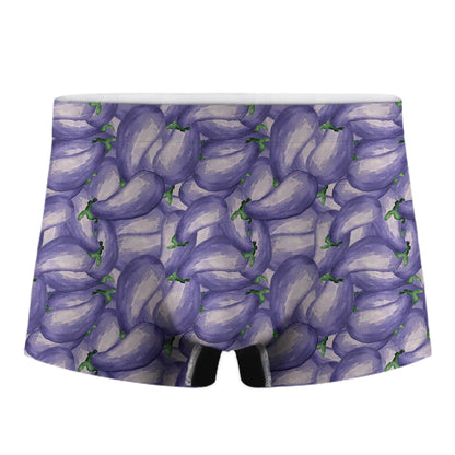 Watercolor Eggplant Print Men's Boxer Briefs