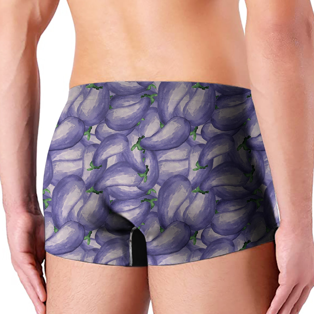 Watercolor Eggplant Print Men's Boxer Briefs