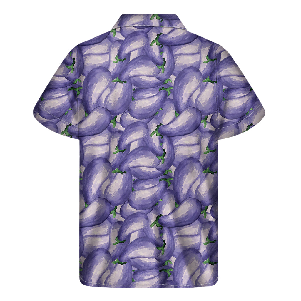 Watercolor Eggplant Print Men's Short Sleeve Shirt