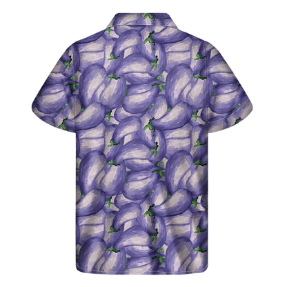 Watercolor Eggplant Print Men's Short Sleeve Shirt