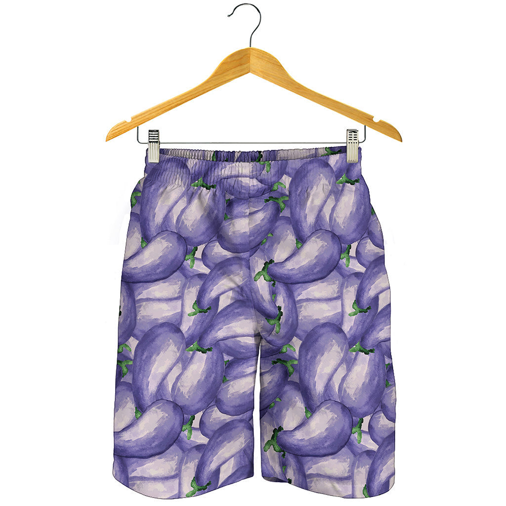 Watercolor Eggplant Print Men's Shorts