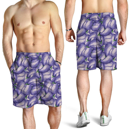 Watercolor Eggplant Print Men's Shorts