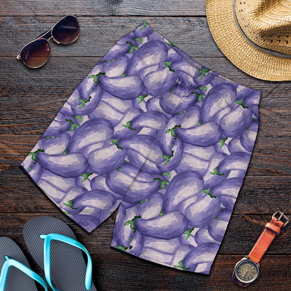 Watercolor Eggplant Print Men's Shorts
