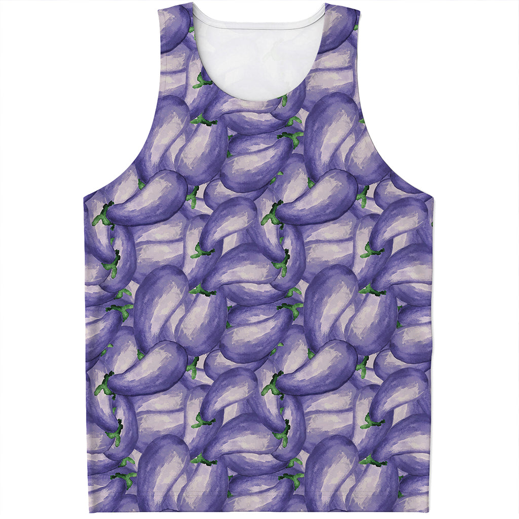 Watercolor Eggplant Print Men's Tank Top