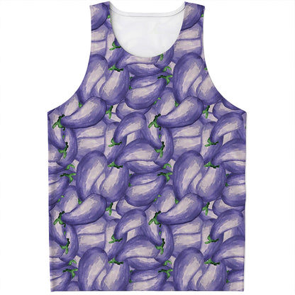 Watercolor Eggplant Print Men's Tank Top
