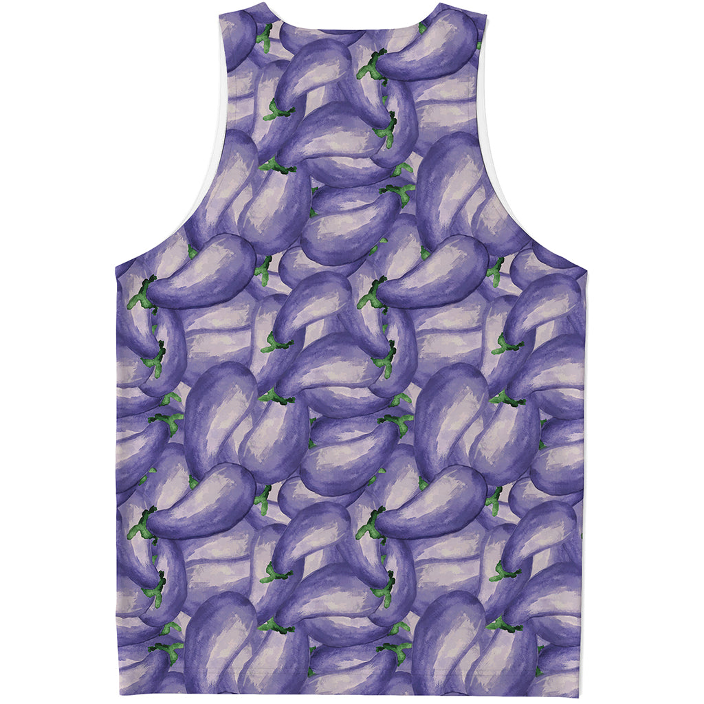 Watercolor Eggplant Print Men's Tank Top