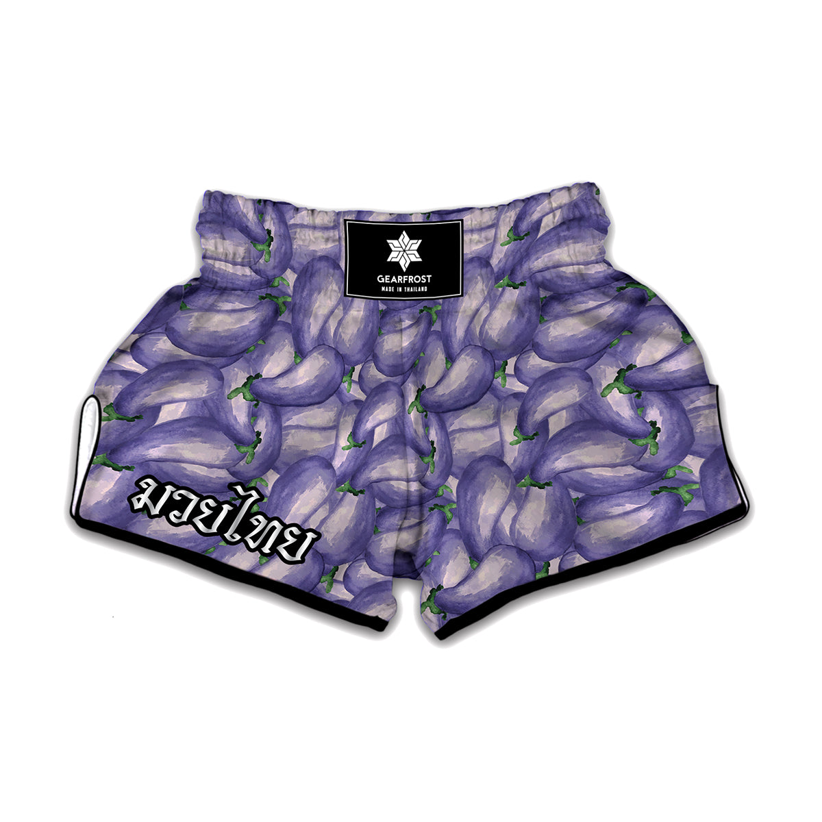 Watercolor Eggplant Print Muay Thai Boxing Shorts