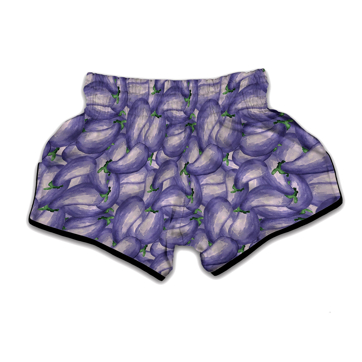 Watercolor Eggplant Print Muay Thai Boxing Shorts