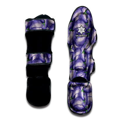 Watercolor Eggplant Print Muay Thai Shin Guard