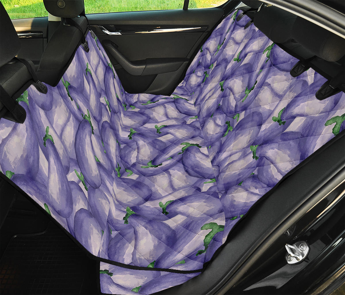 Watercolor Eggplant Print Pet Car Back Seat Cover