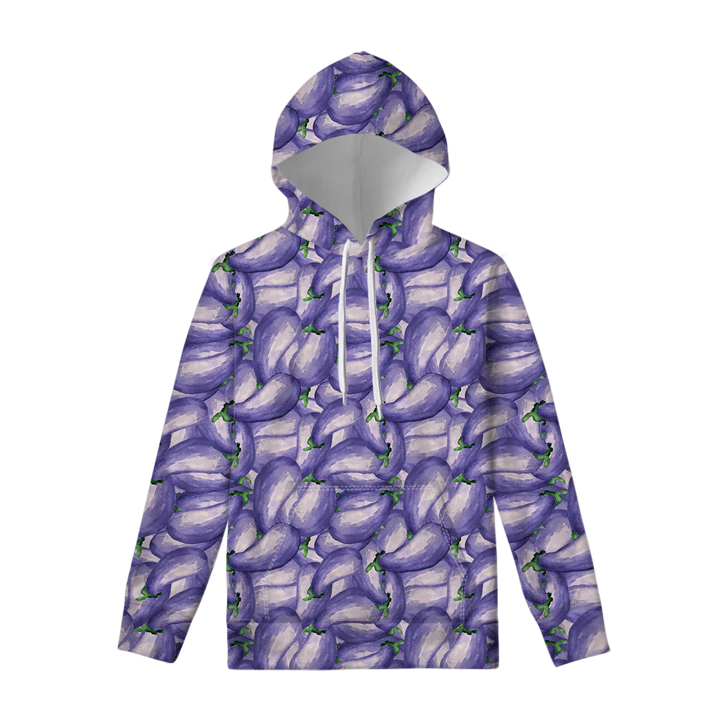 Watercolor Eggplant Print Pullover Hoodie