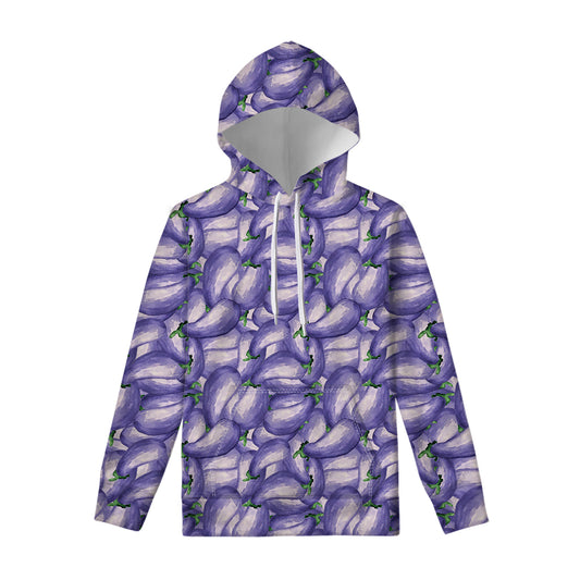 Watercolor Eggplant Print Pullover Hoodie
