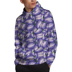 Watercolor Eggplant Print Pullover Hoodie