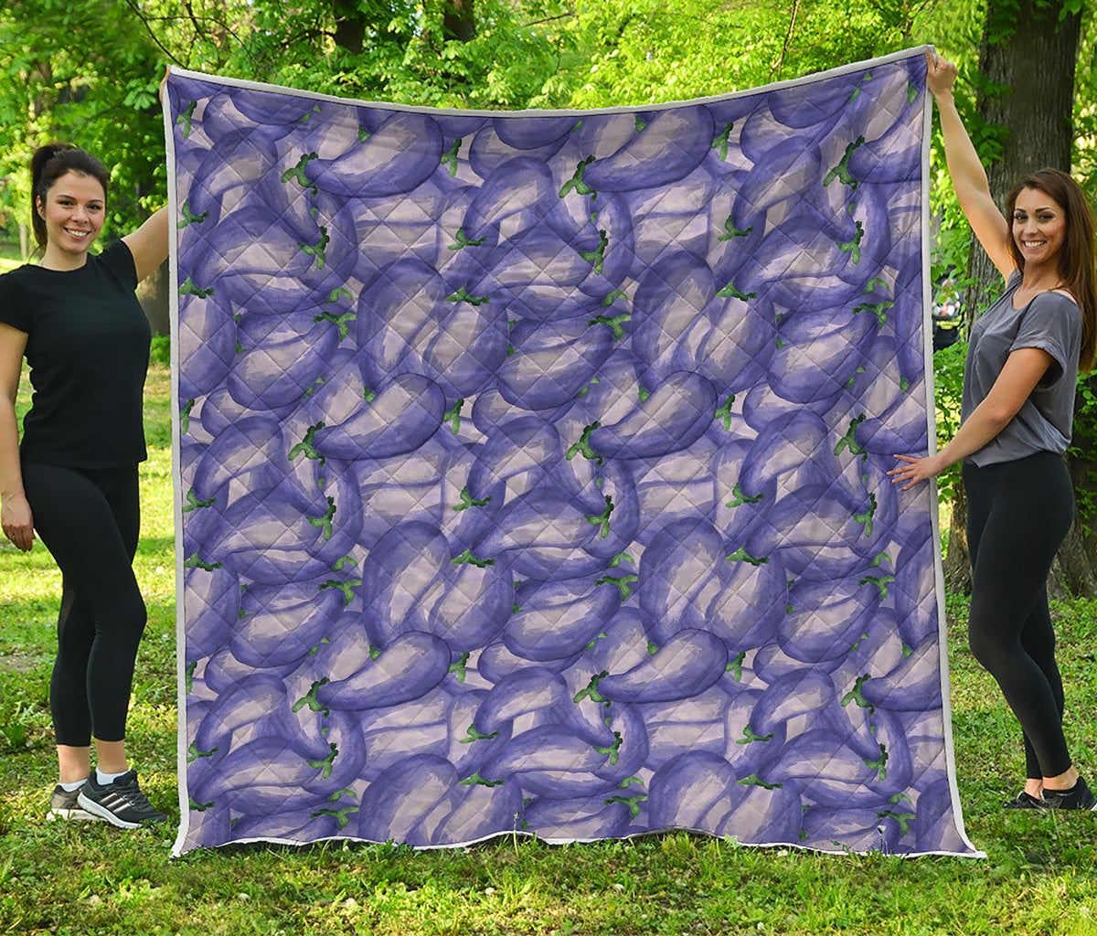 Watercolor Eggplant Print Quilt