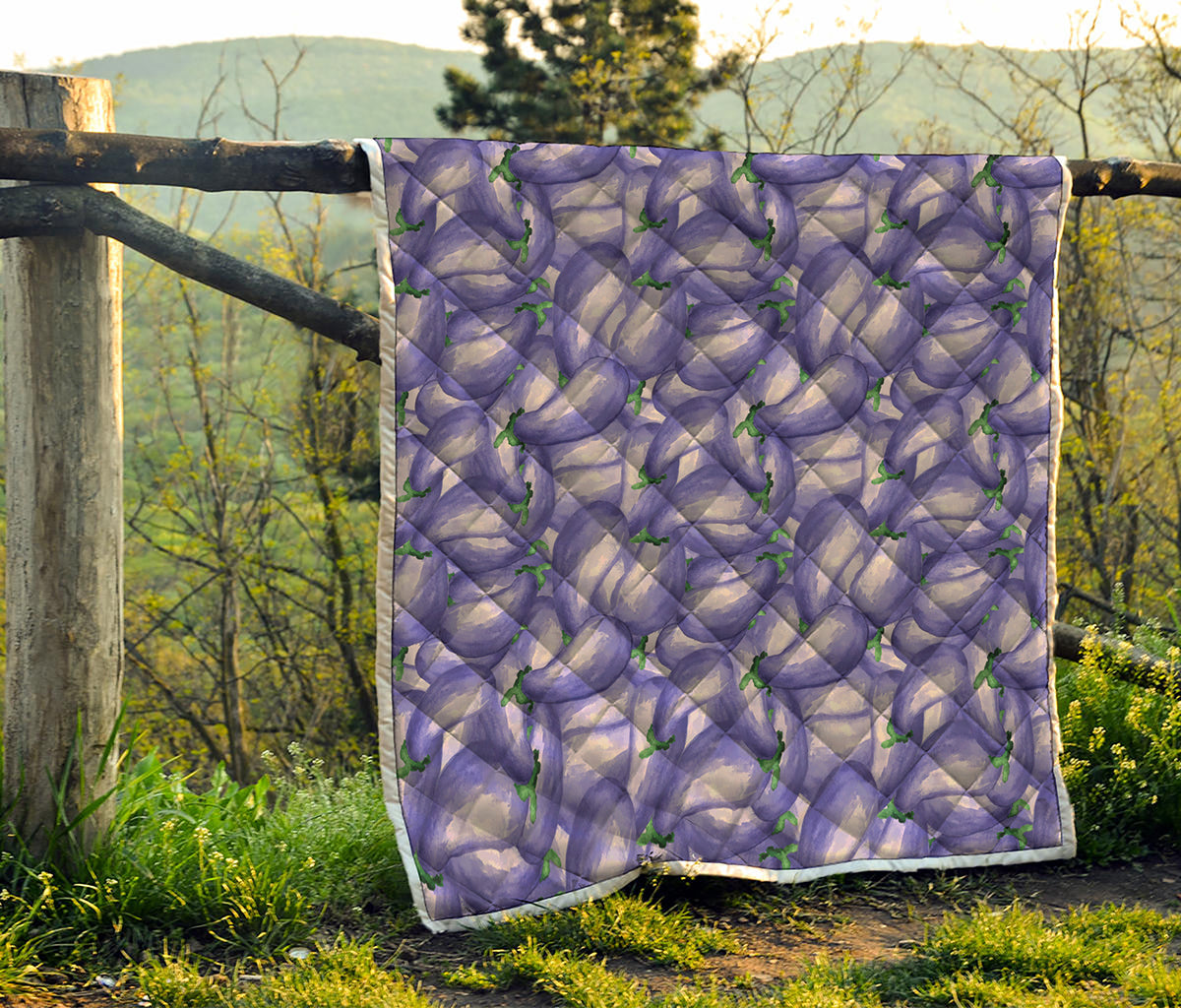 Watercolor Eggplant Print Quilt