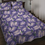 Watercolor Eggplant Print Quilt Bed Set