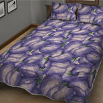Watercolor Eggplant Print Quilt Bed Set