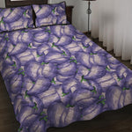Watercolor Eggplant Print Quilt Bed Set