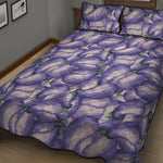 Watercolor Eggplant Print Quilt Bed Set