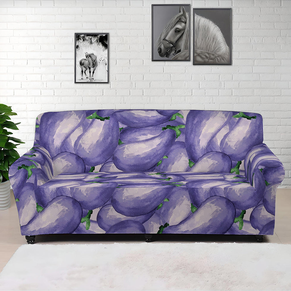 Watercolor Eggplant Print Sofa Cover