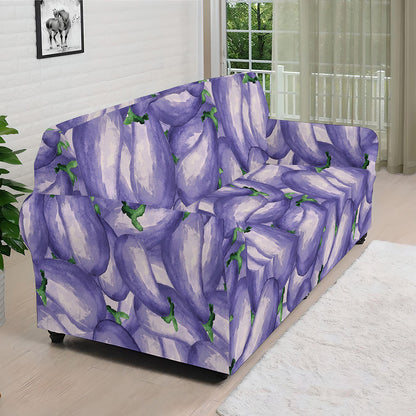 Watercolor Eggplant Print Sofa Cover