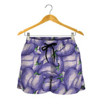 Watercolor Eggplant Print Women's Shorts