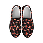 Watercolor Flamingo Pattern Print Black Slip On Shoes