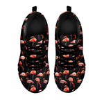 Watercolor Flamingo Pattern Print Black Sneakers