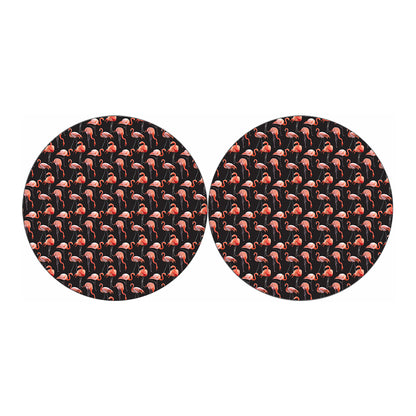 Watercolor Flamingo Pattern Print Car Coasters