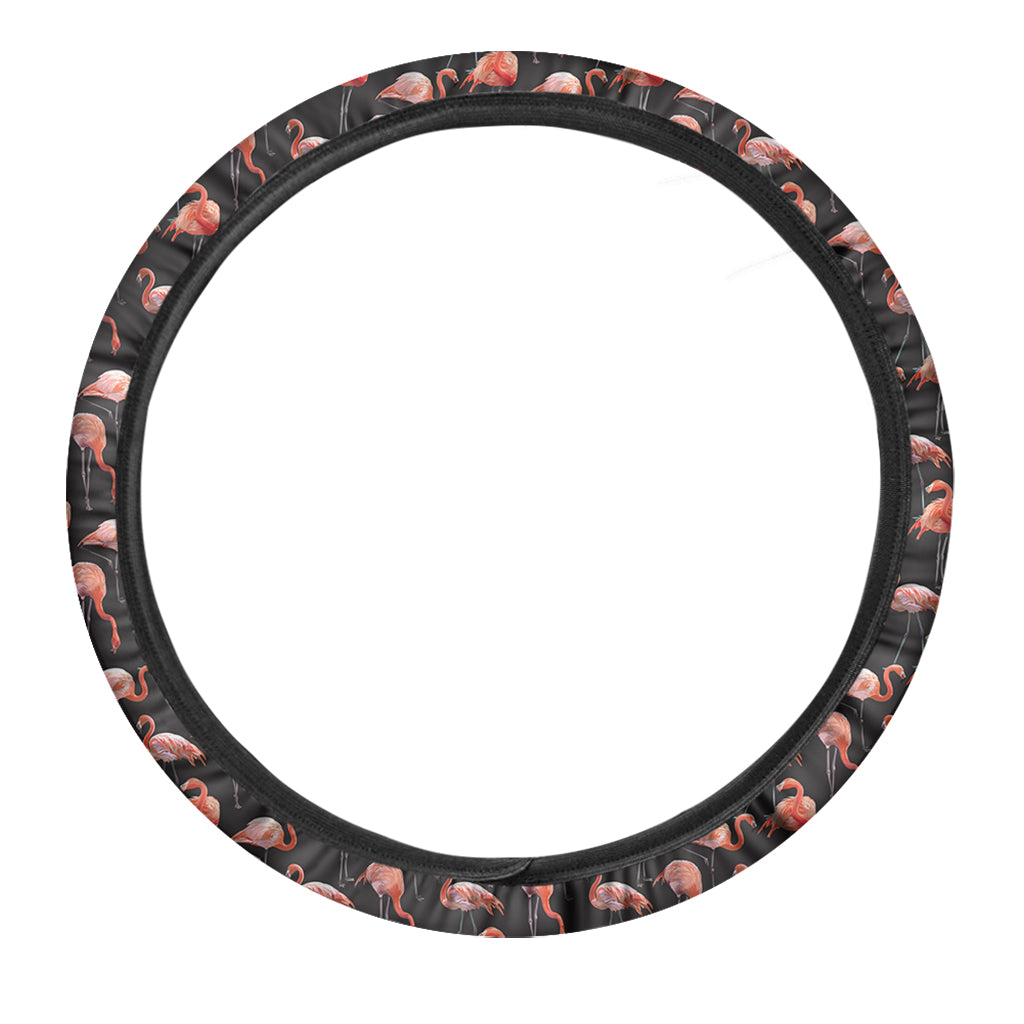 Watercolor Flamingo Pattern Print Car Steering Wheel Cover