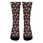 Watercolor Flamingo Pattern Print Crew Socks