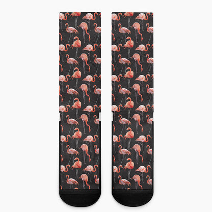 Watercolor Flamingo Pattern Print Crew Socks