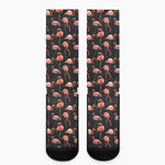 Watercolor Flamingo Pattern Print Crew Socks