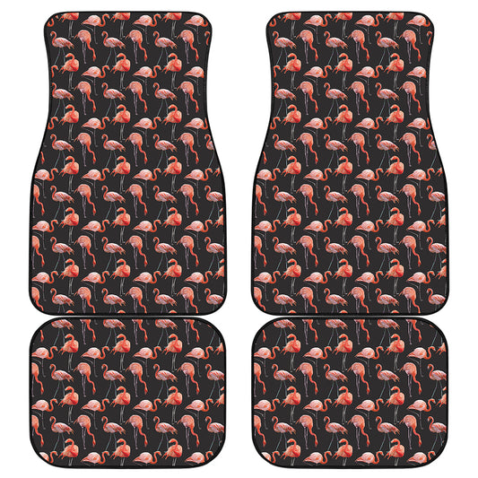 Watercolor Flamingo Pattern Print Front and Back Car Floor Mats