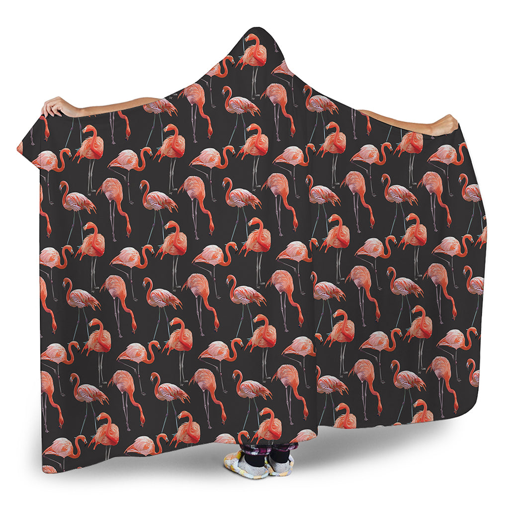 Watercolor Flamingo Pattern Print Hooded Blanket