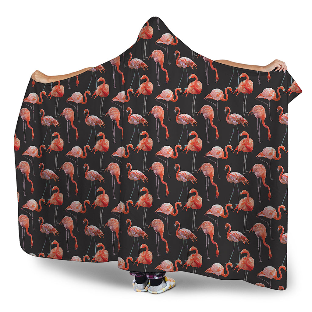 Watercolor Flamingo Pattern Print Hooded Blanket