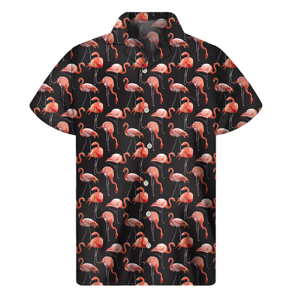 Watercolor Flamingo Pattern Print Men's Short Sleeve Shirt