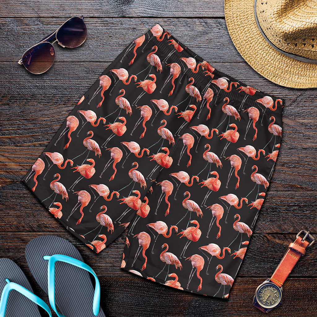 Watercolor Flamingo Pattern Print Men's Shorts