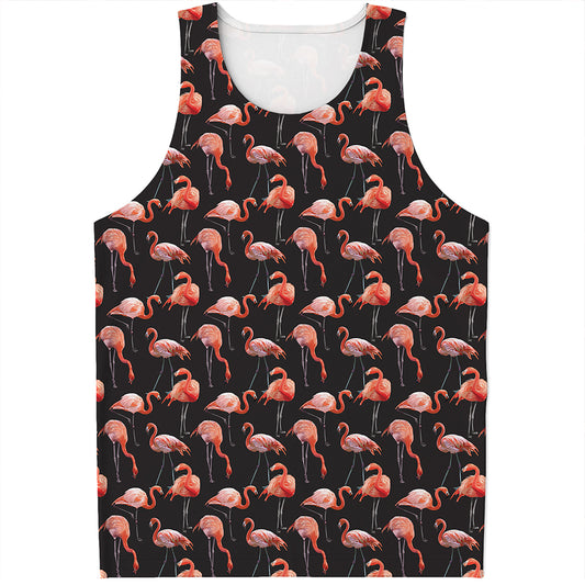 Watercolor Flamingo Pattern Print Men's Tank Top