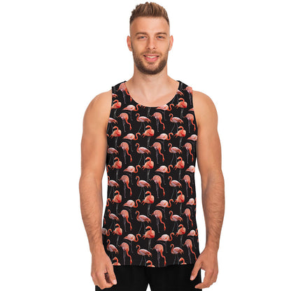 Watercolor Flamingo Pattern Print Men's Tank Top
