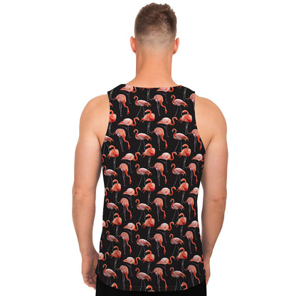 Watercolor Flamingo Pattern Print Men's Tank Top