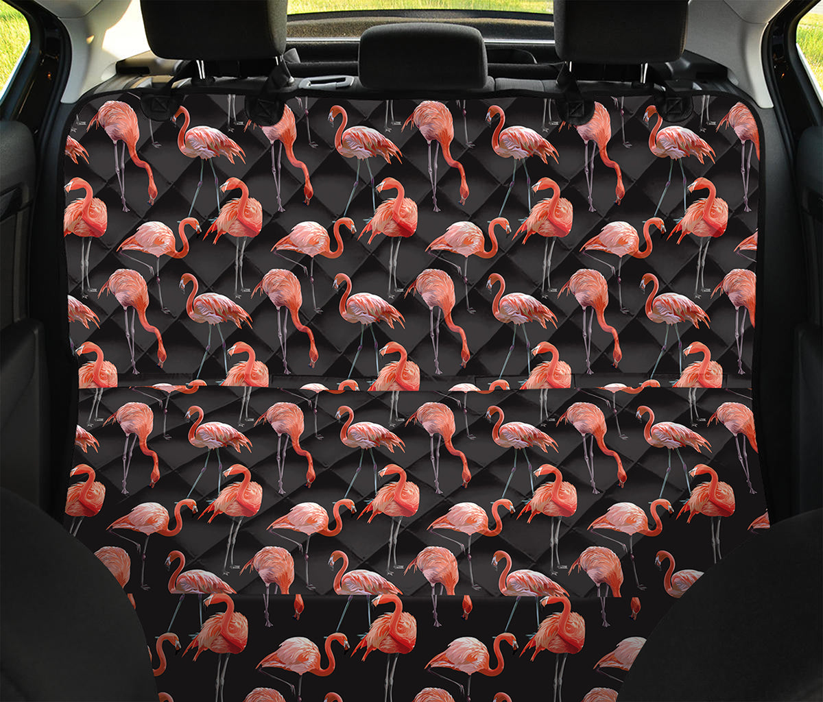 Watercolor Flamingo Pattern Print Pet Car Back Seat Cover